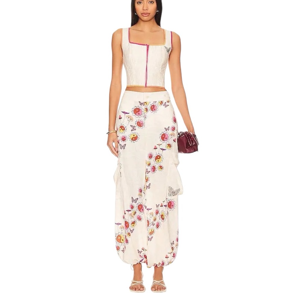 Agua Bendita Women's Pink X Revolve Maicy Cargo Pants, NWT, M